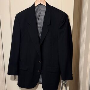 Classic Black Men's Wool Blazer 23 inch shoulder to cuff. 42.